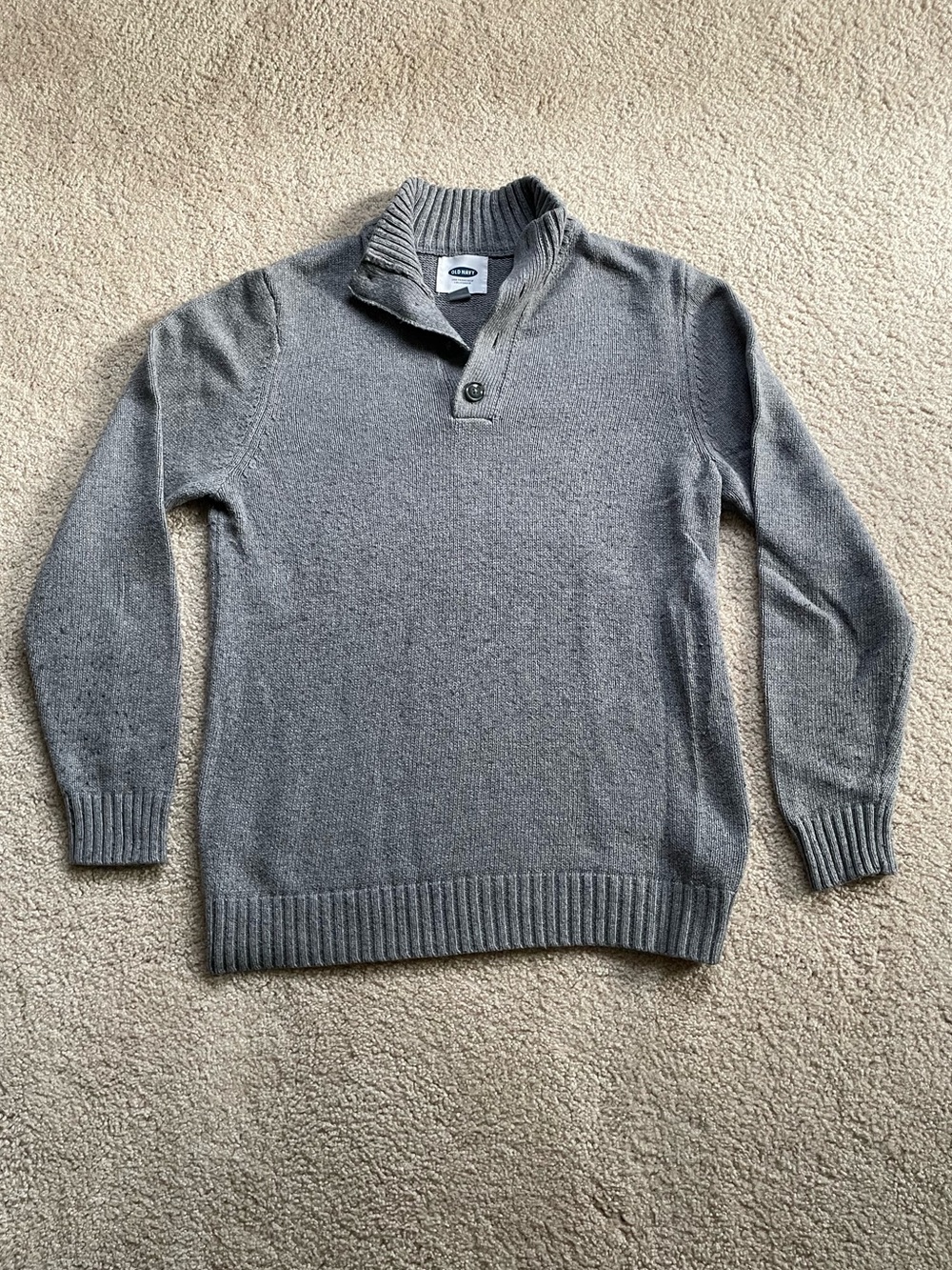 Old Navy Men's Heather Gray button-Neck Sweater